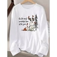 thumbnail image 2 of Women's Cozy Christmas Graphic Long Sleeve T-Shirt - "It's the Most Wonderful Time of the Year" Design, Gray Polyester Crew Neck Top for Fall/Winter Casual Wear, Christmas Shirts, 2 of 8