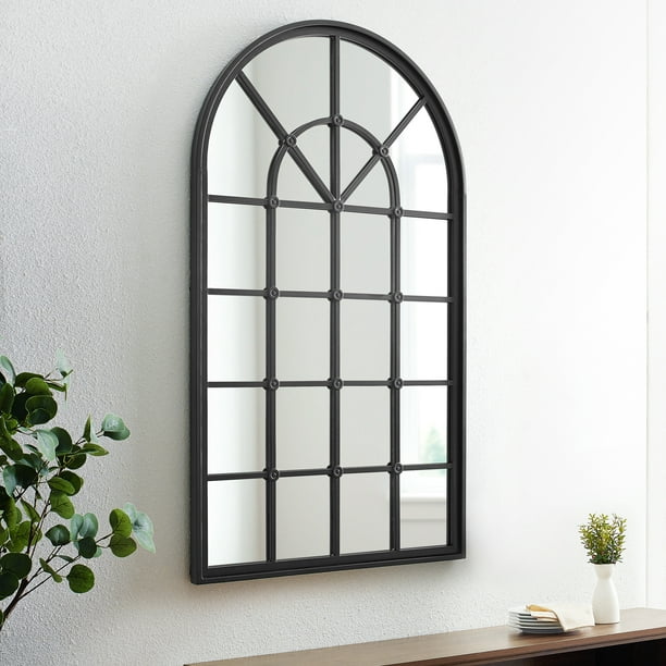 Black Frame Arched Windowpane Accent, How To Frame An Arched Mirror