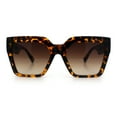 thumbnail image 5 of Womens Large Squared Rectangle Cat Eye Designer Fashion Plastic Sunglasses Tortoise - Brown, 5 of 8