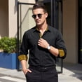 thumbnail image 3 of Mens Long Sleeve Dress Shirt Regular Fit Button Down with Inner Contrast for Weddings Business, 3 of 9