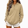 thumbnail image 3 of Plus Size Women's Half Zip Hoodie Long Sleeve Pullover Casual Oversized Sweatshirt with Pocket for Fall Winter, 3 of 5
