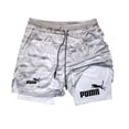 thumbnail image 2 of Pantalones cortos de entrenamiento para correr para hombre, Shorts de compresión con bolsillo para el teléfono, ropa deportiva atlética, estampado 2 en 1, 2 of 5
