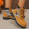 thumbnail image 6 of Shoes for Women Combat Boots Chunky Lug Sole Ankle Boots Women's Embroidery Fashionable Fall And Winter Style Super Eye-Catching Trendy Workwear Short Boots Yellow 38, 6 of 7