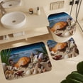 thumbnail image 5 of Seashell On The Beach Bathroom Sets with Shower Curtain And Rugs, Incl with 12 Hooks，Toilet Lid Oval Rug, 5 of 7