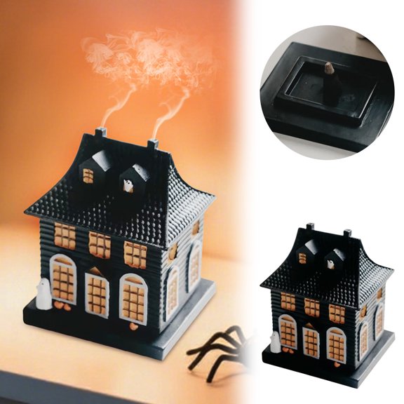 Halloween Incense Burner Gothic Indoor Christmas Ornament Resin Mansion Tabletop Display for Home Kitchen