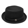 thumbnail image 2 of FKMJH Unisex Breathable Mesh Fedora Hat Summer Wide Brim Sun Beach Panama Hat Packable Lightweight Short Brim Adjustable Travel Hat Black,One Size, 2 of 7