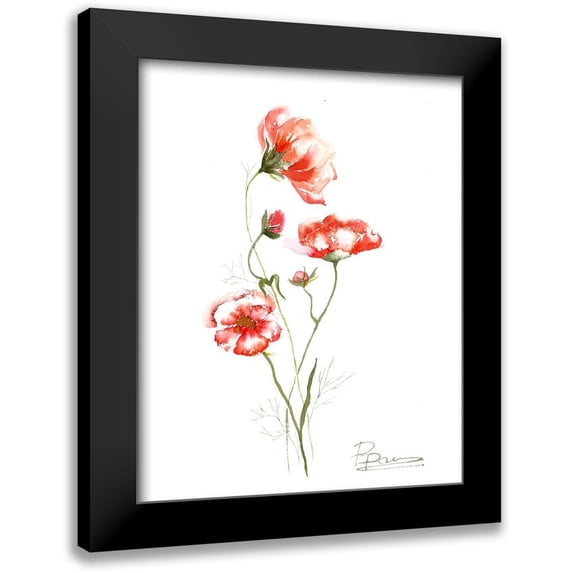 Shefranov, Olga 15x18 Black Modern Framed Museum Art Print Titled - Orange Flowers II