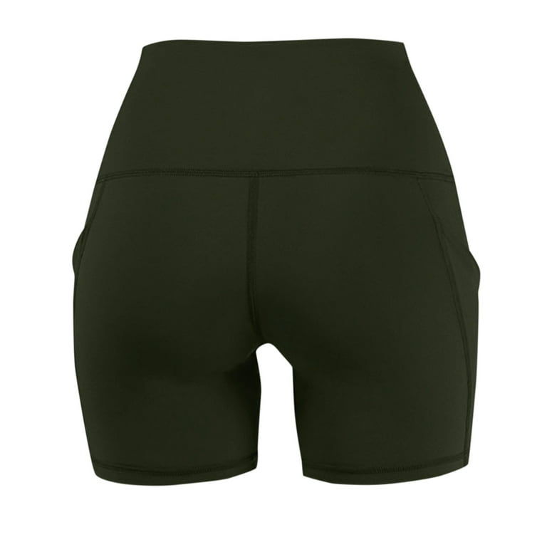 Skpblutn Fashions Porosity Fold Over Women'S High Waist Yoga Pockets Shorts  Abdomen Control Training Running Pants