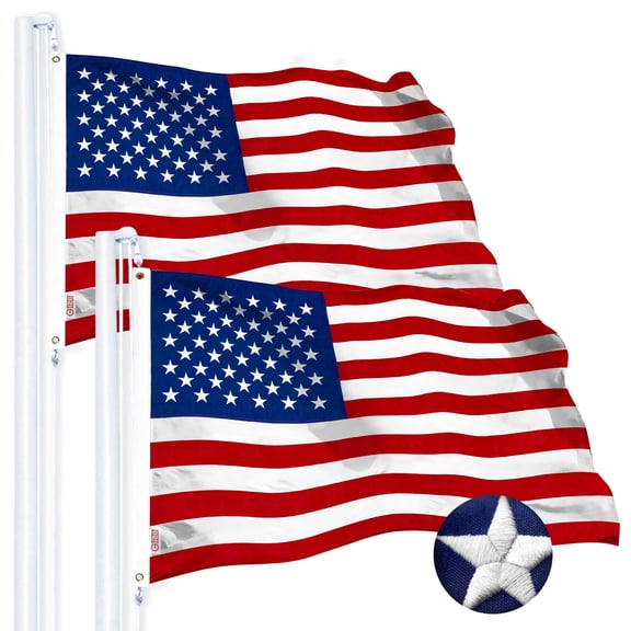 G128 Storm Flyer 2x3 ft, 2-Pack Tough Embroidered American Flag, Heavy Duty Spun Polyester