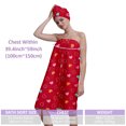 thumbnail image 4 of Colevkie Women 2 Pieces Absorbent Shower Skirt & Hair Drying Cap Bath Wrap Set Adjustable Soft Beach Towel Bath Towel Shower Cap Quick Drying Bathroom Sauna Spa Printed Hearts Pattern, 4 of 8