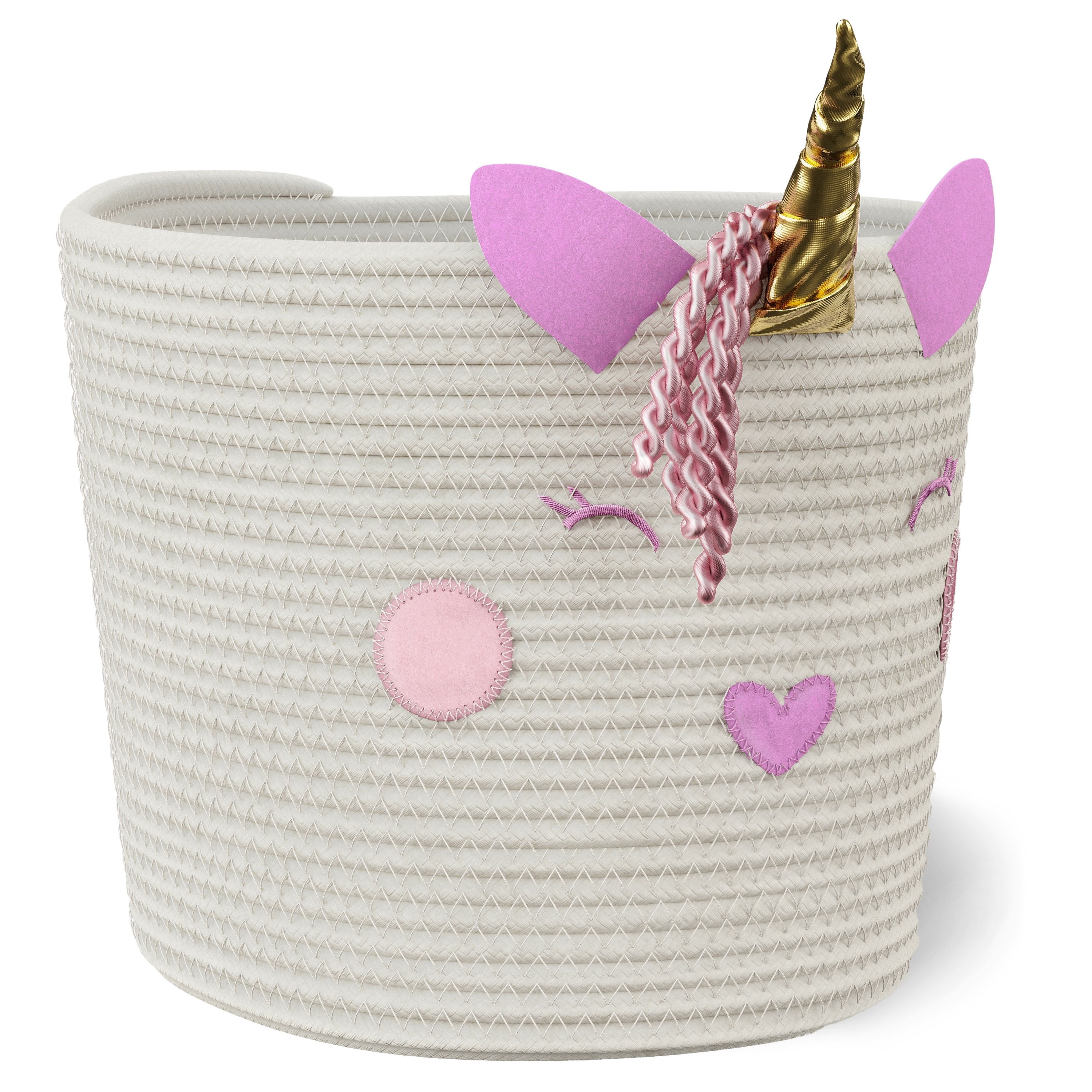 Mainstays Kids Unicorn Round Coiled Rope Storage Baskets, Medium, 2 Pack