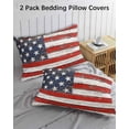 thumbnail image 3 of American Flag Pillow Covers Standard Size 2 Pack, Red Blue Star Stripes Rustic Farmhouse Wood Soft Bed Throw Pillowcases Breathable Cooling Long Lumbar Body Pillow Sham Cover for Bed Sofa 20''x26'', 3 of 7