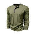 thumbnail image 4 of OGLCCG Men's Henley Shirts Lightweight Long Sleeve Button T-Shirt Casual Spring Summer Solid Color Cotton Crewneck Pullover Shirts,M,Army Green, 4 of 7
