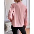 thumbnail image 6 of Women'S Fall Long Lantern Sleeve Blouse Stand Collar Single-Breasted Solid Casual Loose Blouse Tops Pink XL, 6 of 7