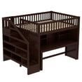 thumbnail image 6 of Full Size loft bed with movable desk and storage shelf, featuring storage stairs,Espresso, 6 of 21