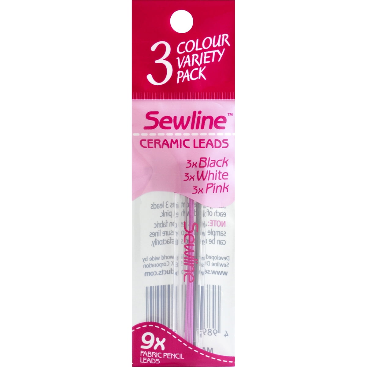 .09mm White Quantity 1 Pen with 6 Free Refills Sewline Fabric Pencil White Ceramic Lead