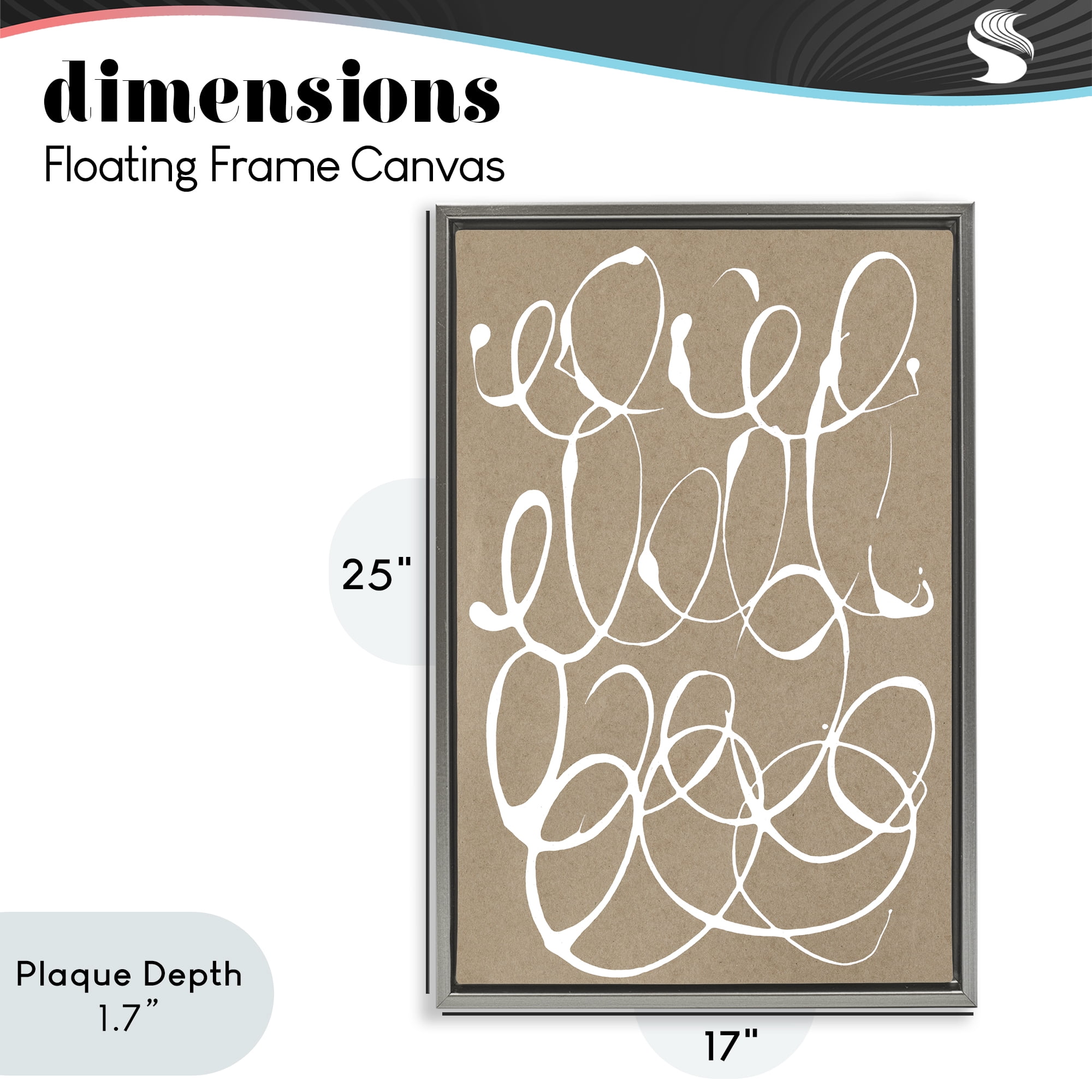 Stupell Industries Scribbled Taupe Circles Gray Framed Floater Canvas Wall Art, design by Susan Bryant