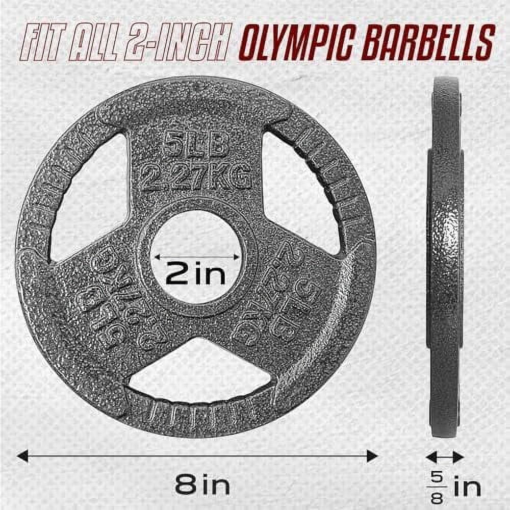 Yes4All Tri-Grip Handles Olympic Weight Plates/Cast Iron Weight Plates, Suitable for Barbell Exercises, Strength, Flexibility Training