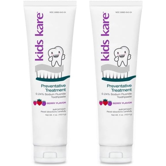 Kids Kareâ„¢ 0.24% Neutral Sodium Fluoride Toothpaste; Berry Flavor; 4 oz. Tube - 2 Pack