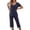 Dark Blue, variant on Blmnix Women's Sleepwear Sleepwear Sets Plus Size Pajamas Bamboo Pajamas Pajama Shorts V-Neck Red Short Sleeve 7/8th Soft Pajama Set for Women,XXXXXL
