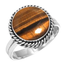 925 Silver Ring For Women - Men Brown Genuine Tiger Eye Stone Silver Ring Size 10 June Birthstone Boho Silver Ring Size 10 Gift For Sister On Friendship Day 925 Silver Jewelry With Gemstone