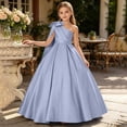 thumbnail image 4 of Dvprdro Girls Summer Dresses High Waist A-line Swing Dress One-Shoulder Short Sleeve Solid Color Ankle Length Casual Party Daily Wear, 4 of 5