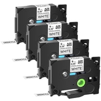 GREENCYCLE 4PK Compatible for Brother P-touch Black on White 9mm TZ TZe TZe-S221 TZ-S221 TZe-221 TZ-221 Extra Strength Laminated Label Tape