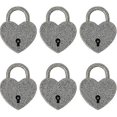 thumbnail image 1 of 6 Pieces Small Heart Shaped Padlocks, Antique Padlocks, Metal Mini Locks with Key, 1 of 5