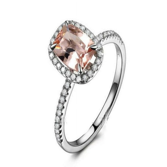 Sale 1.25 carat Morganite (Oval cut Morganite) Solitaire Engagement Ring in 10k White Gold for Women