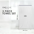 thumbnail image 2 of Chic Home Luxurious 3-Piece 100% Pure Turkish Cotton White Bath Towels 30" x 60" Striped Hem, 2 of 9