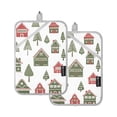 thumbnail image 7 of Yayeee Pot Holders Kitchen Heat Resistant with Pocket 7"x9.8" Cotton Oven Cooking Hot Pads, Green Christmas House, 7 of 7