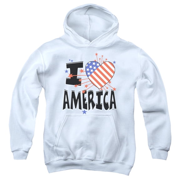 - I Heart America - Youth Hooded Sweatshirt - Large
