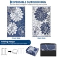 thumbnail image 5 of Hasoo 9' x 12' Navy/White Outdoor Rug for Patio Decor Waterproof Plastic Straw Modern Geometric Carpet PP Tube Woven Portable Camping Mat for Picnic Balcony, 5 of 6