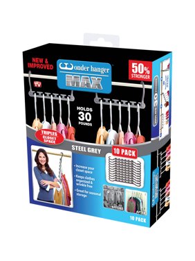 Wonder Hanger MAX Closet Storage Organizer for Clothes Hangers, Pack of 10, Steel Grey, As Seen on TV