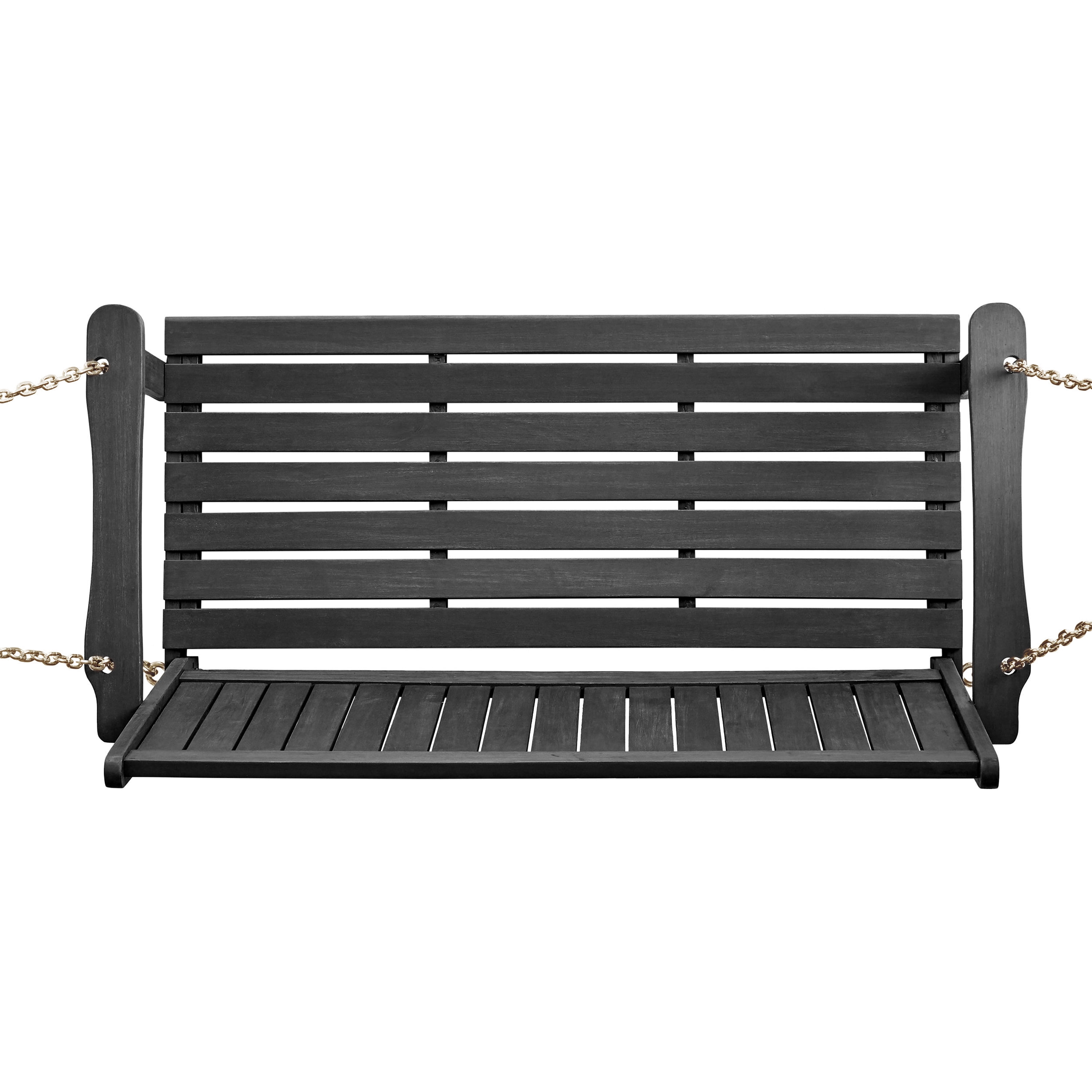 Maximo Outdoor Aacia Wood Porch Swing, Dark Gray
