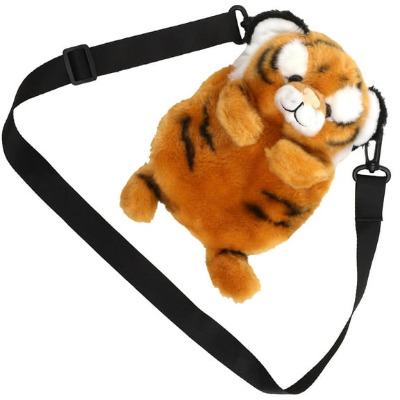 UPKOCH Cartoon Handbag Plush Tiger Crossbody Bag Orange 1Pcs Party Accessory Travel Functionality