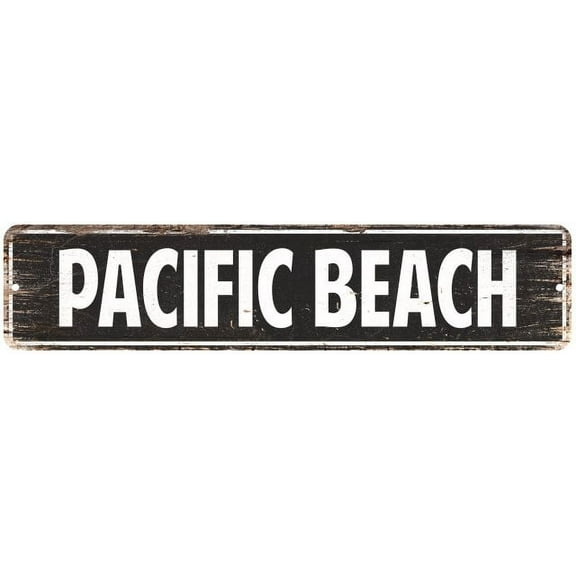 Pacific Beach Vintage Look Gift Metal Sign Chic 4x18 204180008177