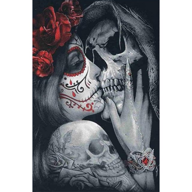 Pintura de diamante FLhrweasw Pareja de calaveras 5D 20X30cm