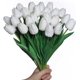 thumbnail image 1 of 24 piezas de tulipanes artificiales de látex blanco, ramo de flores artificiales para novias para el hogar, bodas, fiestas, decoración de oficina, arreglos florales, 1 of 5