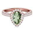 thumbnail image 2 of Aonejewelry 1.55 Ct. Ttw Diamond and Pear Shaped Green Amethyst Ring in 10K Rose Gold, 2 of 4