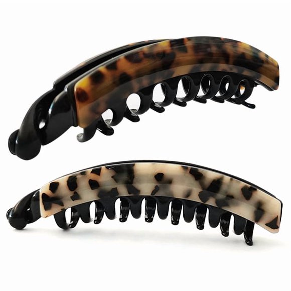 2PCS Women Tortoise Shell Hair Claw Clip Fashion Hair Jaw Clip Hair Catch Clip