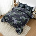 thumbnail image 5 of NTBED Camouflage Bedding Set, Colorful Pattern Style Comforter Set, 3 PCS One Comforter Two Pillowcases in One Bag, All Season Bedspread for Teens Adults (Black Green,Queen), 5 of 6