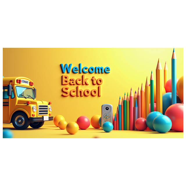 Colorful Welcome Back to School Banner with School Bus Balloons and Pencils Background Party Decorations for Classroom Decor Back to School Events and Photography Props