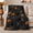 Black Cat Webs, variant on Playful Black Cats Pumpkins Halloween Pattern, Playful Pet Portrait Pattern, Warm Flannel Blanket for Living Room and Bedroom, Cat Lovers Halloween Gift, Pet Lover Home Decor