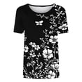 thumbnail image 5 of DeHolifer Womens Tops Summer Cap Sleeve Pleated Crewneck T-Shirts Loose Dressy Casual Basic Tees Trendy Outfits Black 3XL, 5 of 5