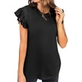 thumbnail image 3 of TSADFHJI T Shirts for Women Graphic Summer New Ruffle Edged Fashion Sweet and Fresh Versatile Top T Shirt M Black, 3 of 8