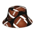 thumbnail image 3 of Daiia Brown Football On Black Pattern Bucket Hat - Trendy Cotton Sun Hat for Beach, Golf, Fishing - Fun Outdoor Vacation Boonie for Men and Women, 3 of 9