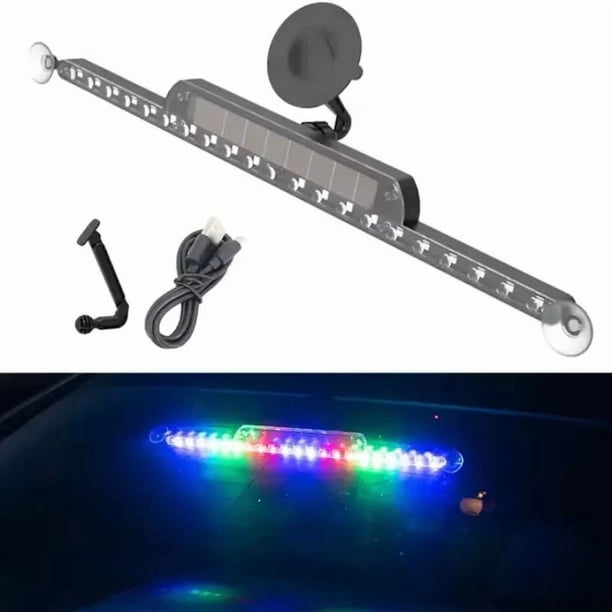 Luz estroboscópica solar RGB para coche | Decoración de emergencia con ventosa | Accesorio para conducción nocturna y anticolisión
