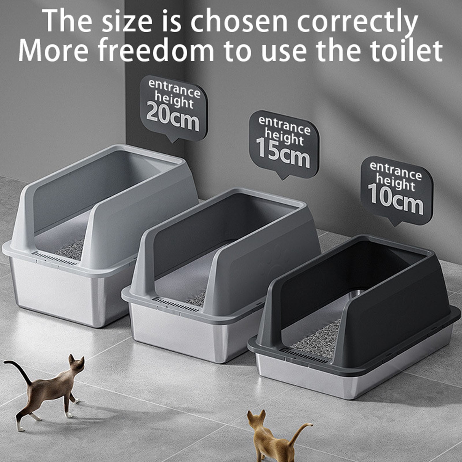 Extra Large Stainless Steel Litter Box for Big Cats Litter Pan with High Sides | Anti-Urine Leakage, Non-Stick & Odor Resistant | Easy Cleaning Pet Toilet Supplies with Scoop Included