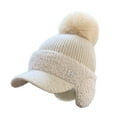 thumbnail image 3 of Ajshakl Men'S Hats & Caps, Women Winter Plush Baseball Cap Cute Fashion Duck Tongue Hat Wool Ball Knitting, White, 3 of 3